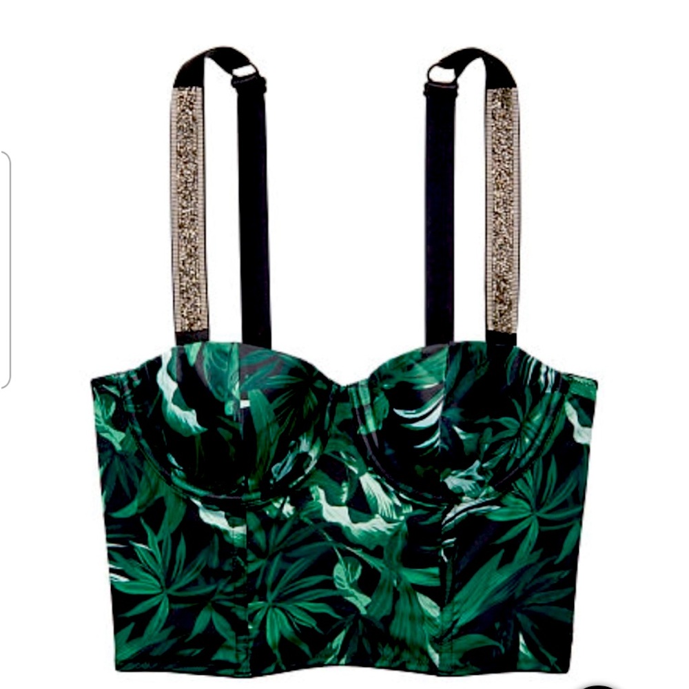 Lightly lined Rhinestone Strap Bra Corset Top